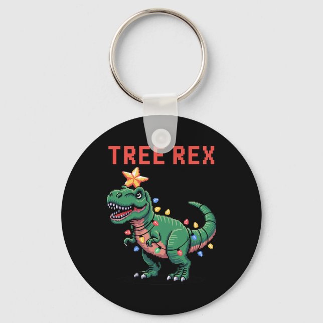 Chaveiro Camisa de Natal Feia de Dinosaur Rex Árvore  (Frente)