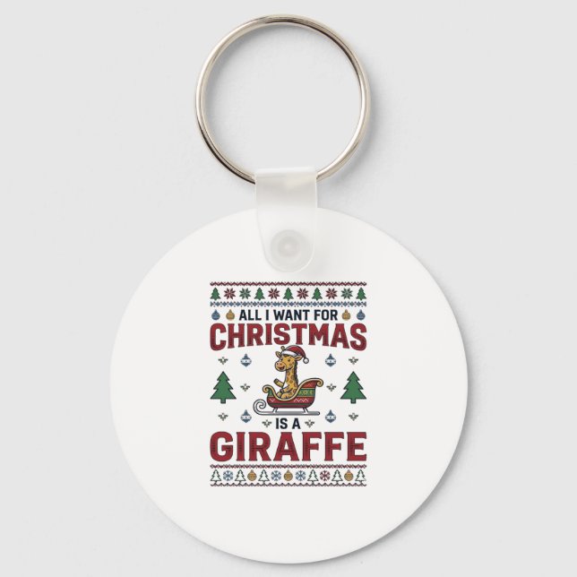 Chaveiro Camisa de Natal Girafa Trenó Festa Divertida Des (Frente)