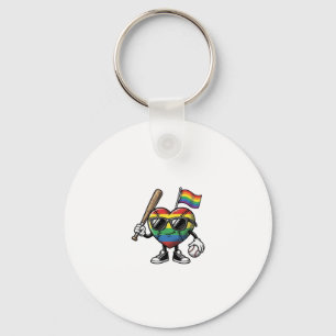 Chaveiro Camisa de Orgulho de Beisebol Coração Arco-íris Vi