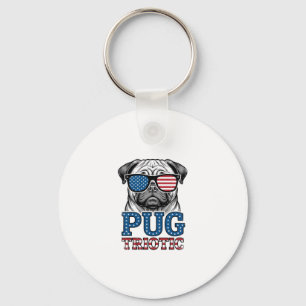 Chaveiro Camisa de Pug Patriótica com Desenho de Gravura Vi