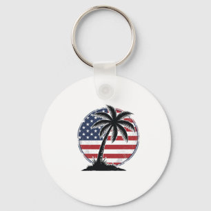 Chaveiro Camisa de Verão com Bandeira Americana e Palmeira 