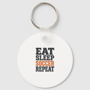 Chaveiro Camisa Eat Sleep Soccer Repeat Tipografia Vintage_