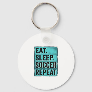 Chaveiro Camisa Eat Sleep Soccer Repeat Tipografia Vintage