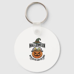 Chaveiro Camisa engraçada de bruxa de Halloween com design 