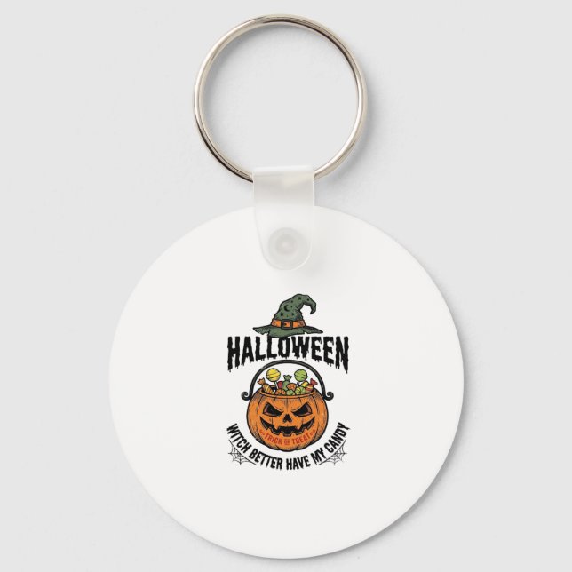 Chaveiro Camisa engraçada de bruxa de Halloween com design  (Frente)