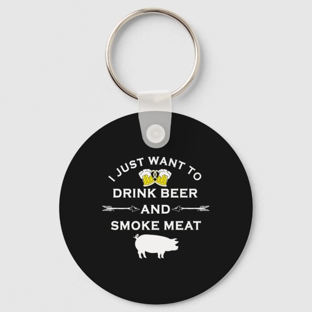 Chaveiro Camisa engraçada de churrasco Beba cerveja Fume ca (Frente)