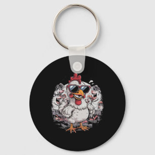 Chaveiro Camisa engraçada de fazenda de animais de frango S