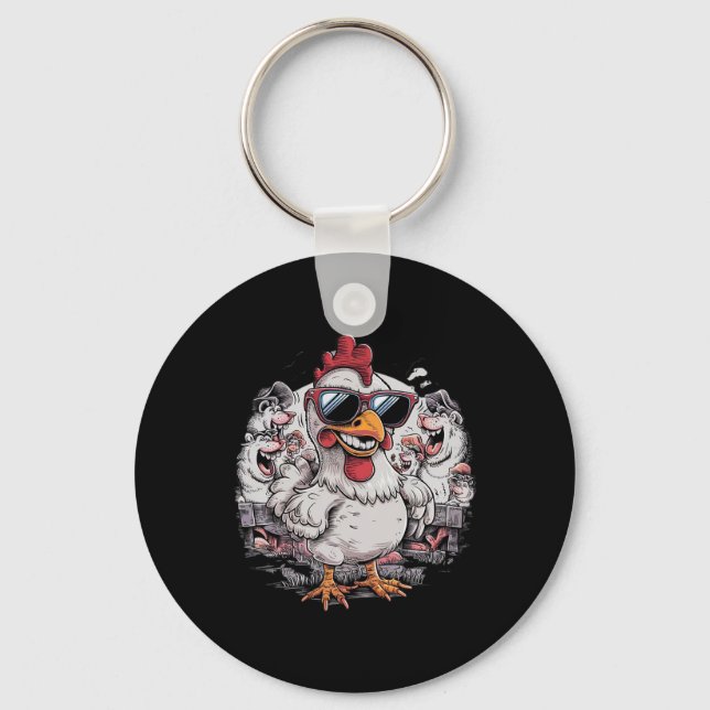 Chaveiro Camisa engraçada de fazenda de animais de frango S (Frente)