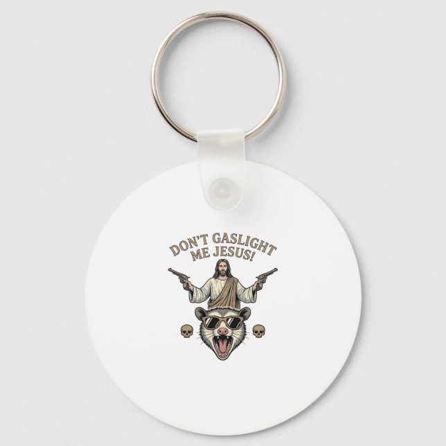 Chaveiro Camisa engraçada de Jesus Possum com desenho de gr (Frente)
