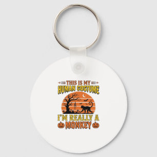 Chaveiro Camisa engraçada de macaco humano no Halloween_