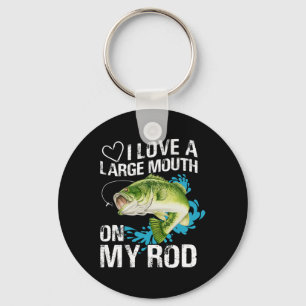 Chaveiro Camisa engraçada de pesca. Eu amo uma boca grande