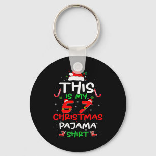 Chaveiro Camisa engraçada de pijama de Natal 67 Seis Sete M