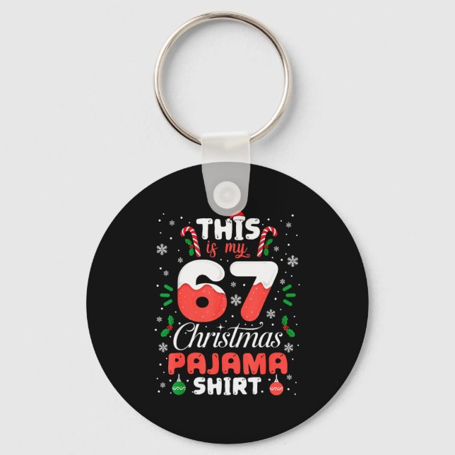 Chaveiro Camisa engraçada de pijama de Natal 67 Seis Sete M (Frente)