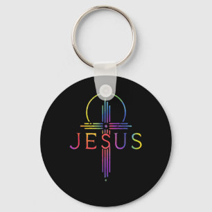 Chaveiro Camisa engraçada Tie Dye Cruz de Jesus Cristo Pres