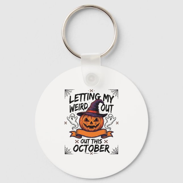 Chaveiro Camisa Estranha de Halloween Com Fantasmas de Abób (Frente)