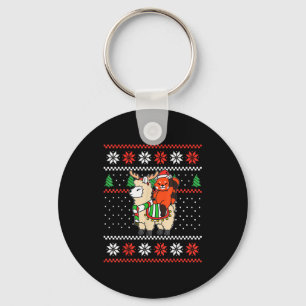 Chaveiro Camisa Feia de Natal de Panda Vermelho Rena Lhama