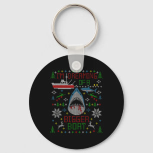Chaveiro Camisa Feia De Natal De Pesca De Tubarão Branco Gr