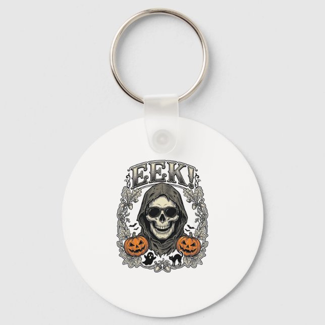 Chaveiro Camisa Gráfica de Caveira de Halloween com Gravaçã (Frente)