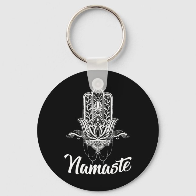 Chaveiro Camisa Lotus Namaste Hamsa Mão  (Frente)