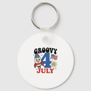 Chaveiro Camisa Patriótica Foguete Groovy 4 de Julho Design