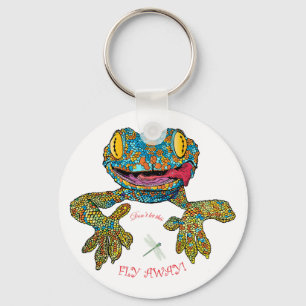 Chaveiro Camisa T com lagarto de cartoon