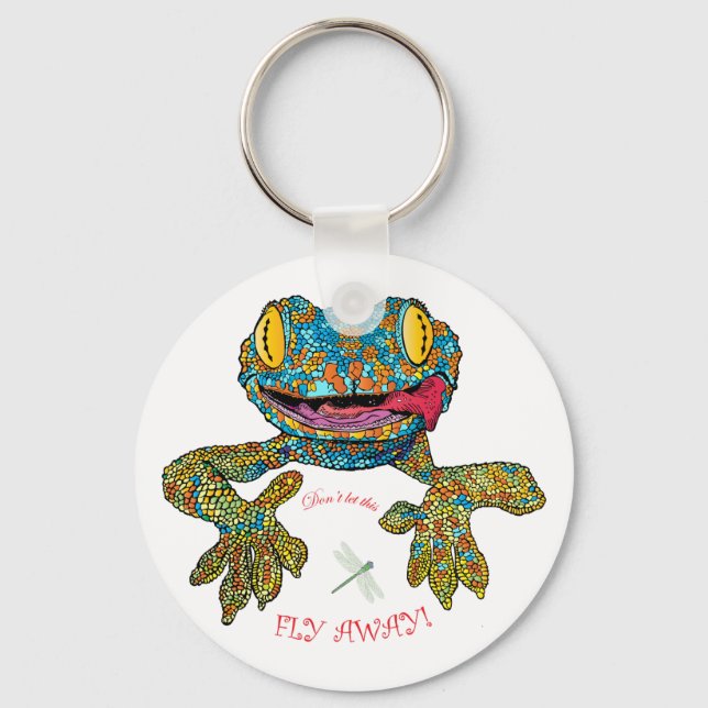 Chaveiro Camisa T com lagarto de cartoon (Frente)