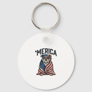 Chaveiro Camisa Vetorial Vintage 'Merica Bulldog Patriótico