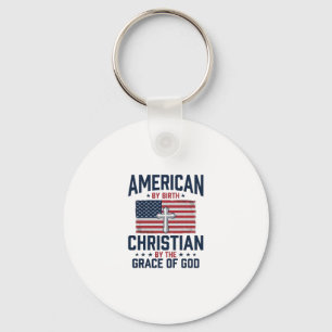 Chaveiro Camisa Vintage Cruz da Bandeira Cristã Americana