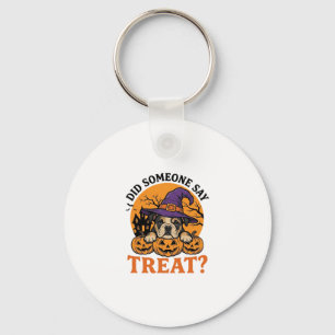 Chaveiro Camisa Vintage de Halloween Bulldog Bruxa Cachorro