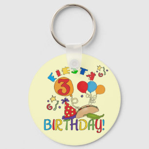 Chaveiro Camisas de aniversário de 3 anos Fiesta e presente