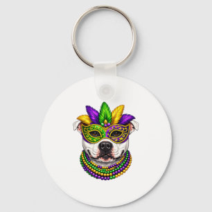 Chaveiro Camiseta branca com tema de Mardi Gras para cães P