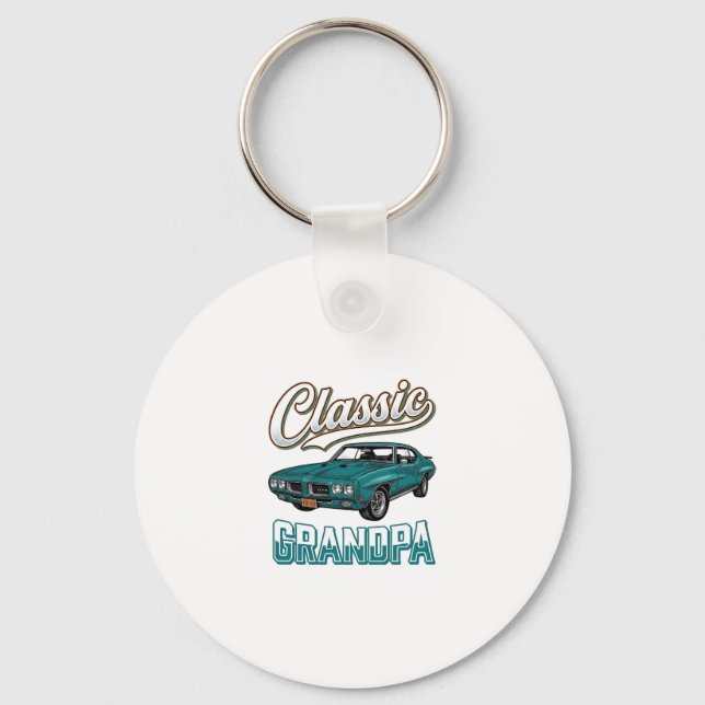 Chaveiro Camiseta Clássica de Vovô com Carro Antigo Design_ (Frente)