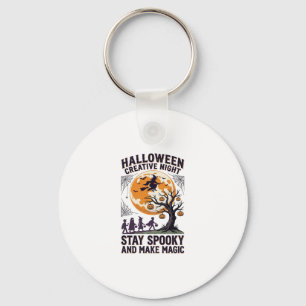Chaveiro Camiseta Criativa de Halloween Arte de Lua Assusta