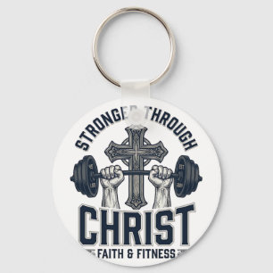 Chaveiro Camiseta de Academia Cristã Mais Forte Através de