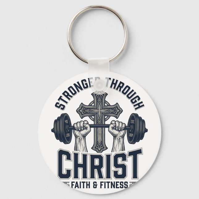 Chaveiro Camiseta de Academia Cristã Mais Forte Através de  (Frente)