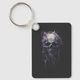 Chaveiro Camiseta de Arte Abstrata Grunge Escura com Caveir