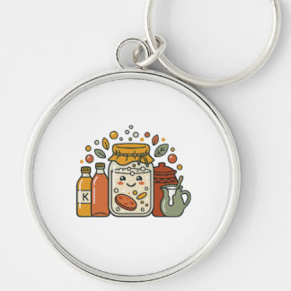 Chaveiro Camiseta de comida Cute Cartoon Cookie Jar & Hot S
