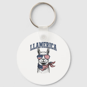 Chaveiro Camiseta de Gravura Vintage Llama Patriótica Llame