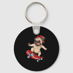 Chaveiro Camiseta De Skate Pug Cachorro Cachorrinho Skater 