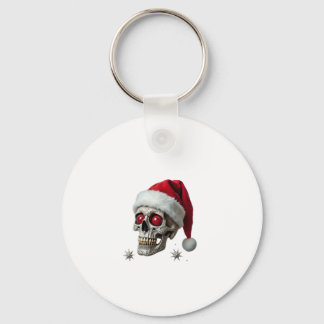Chaveiro Camiseta de Skull com Chapéu de Papai Noel de Nata
