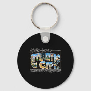 Chaveiro Camiseta de Souvenir Vintage Stcard Atlantic City