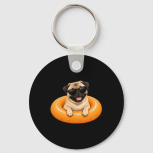 Chaveiro Camiseta de verão Pug Flutuador de piscina de cach