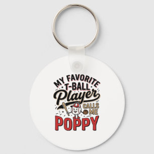 Chaveiro Camiseta Desenho de Gravura Vintage T-Ball Poppy_1
