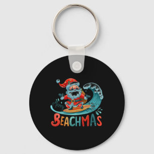 Chaveiro Camiseta Design Retro de Surfista Papai Noel Feliz