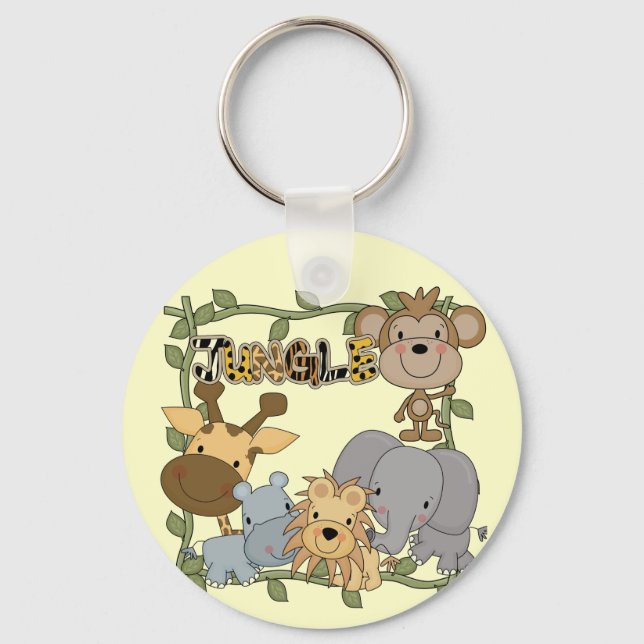 Chaveiro Camiseta e presentes dos animais da selva do bebê (Frente)