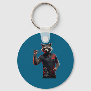 Chaveiro Camiseta Engraçada de Guaxinim para Lançar Dardos 