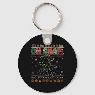 Chaveiro Camiseta engraçada de Natal feio do gato Oh Snap P