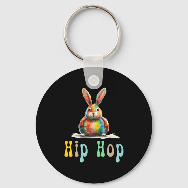 Chaveiro Camiseta engraçada de Páscoa Hip Hop Coelho de Pás (Frente)
