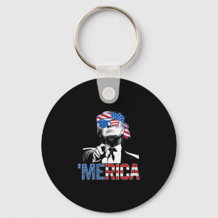 Chaveiro Camiseta engraçada Trump 4 de julho Merica bandeir