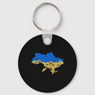 Chaveiro Camiseta Floral Girassol Bandeira da Ucrânia Vinta